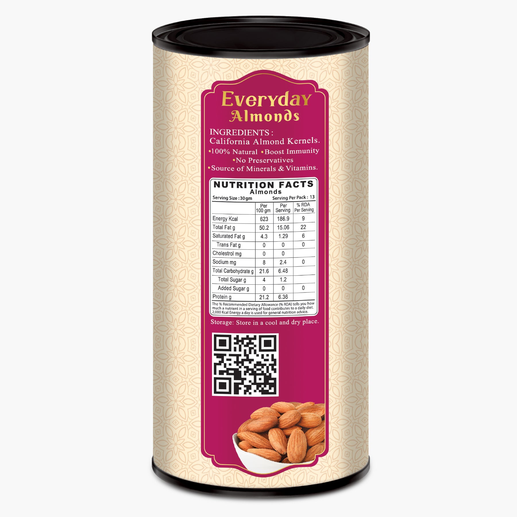 Everyday Almonds - 400gm - DriFrutz