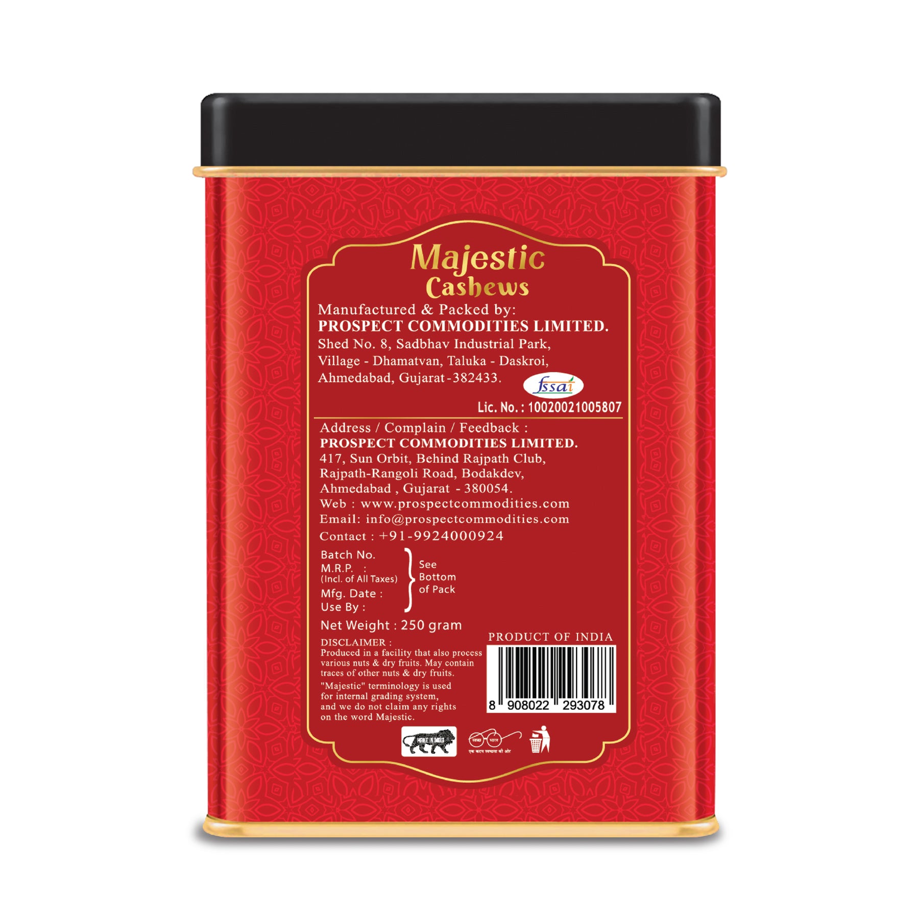 Majestic Cashews-250 gm - DriFrutz