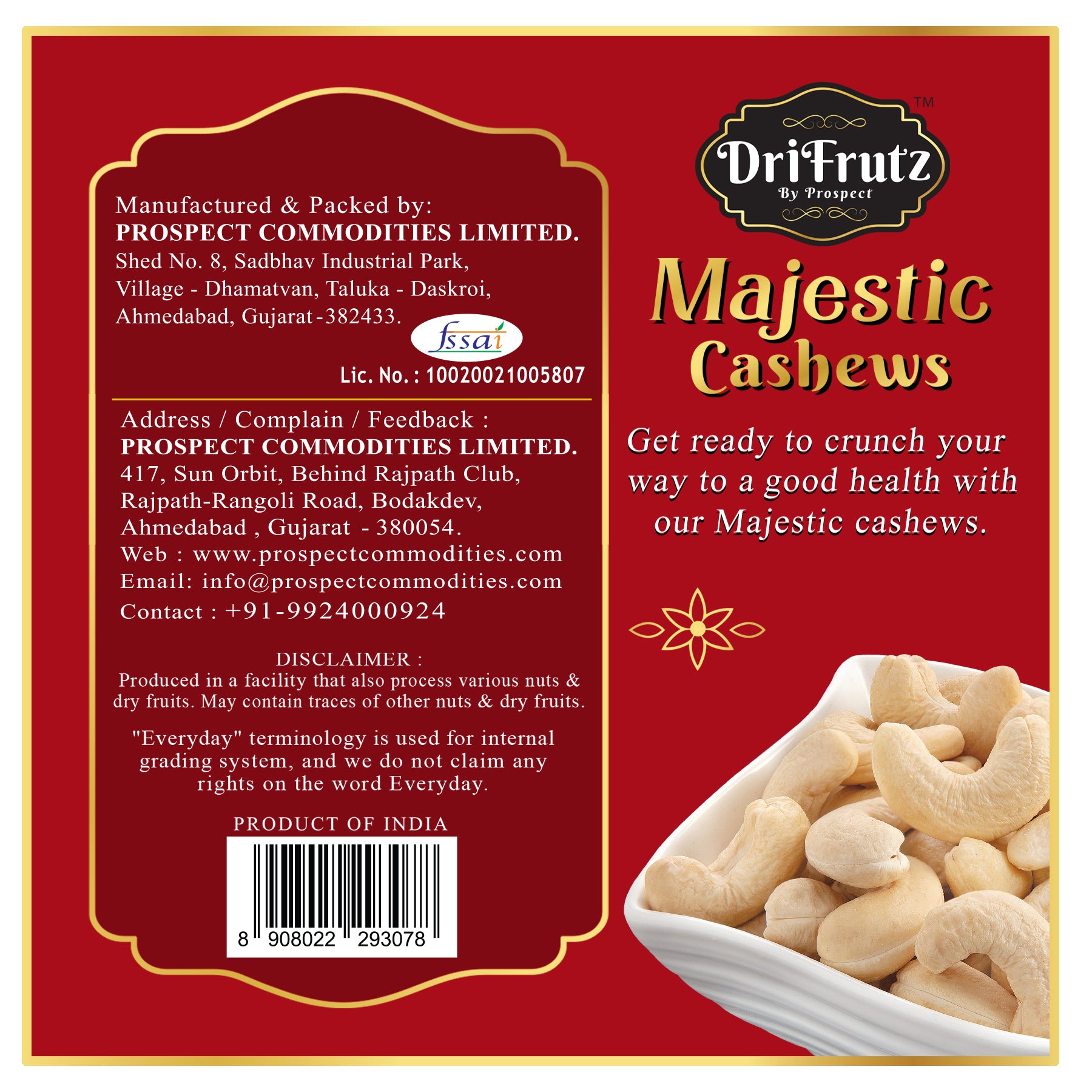 Majestic Cashews-250 gm - DriFrutz