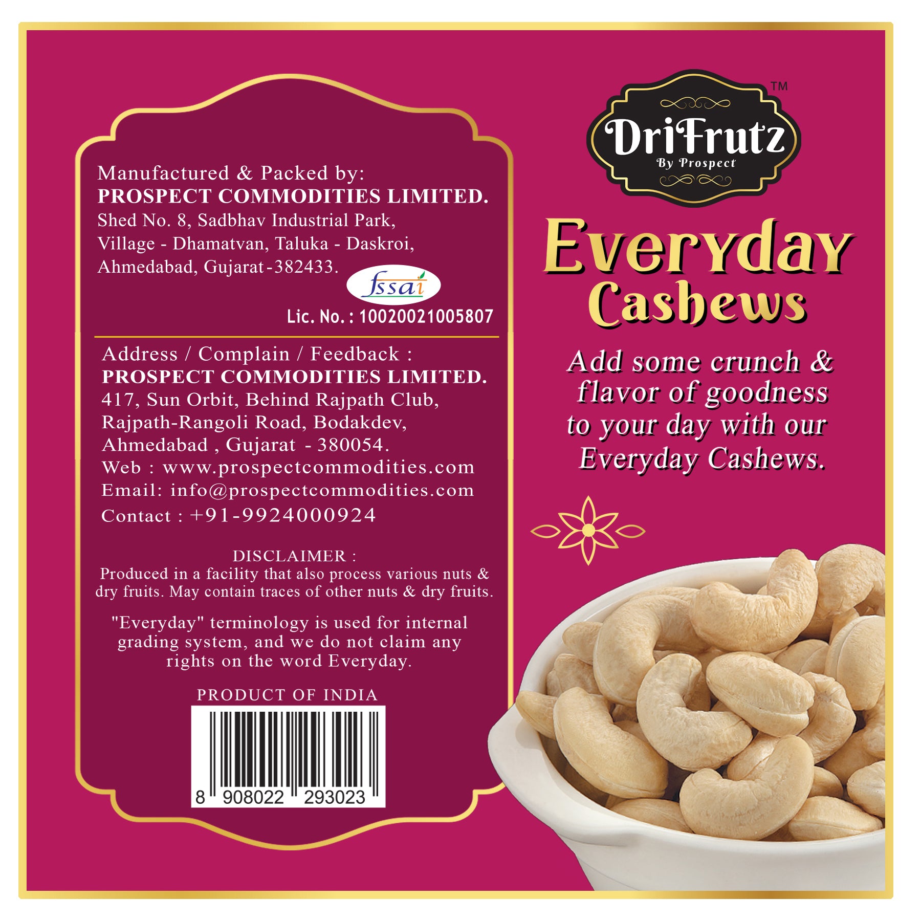 Everyday Cashew - 400gm - DriFrutz