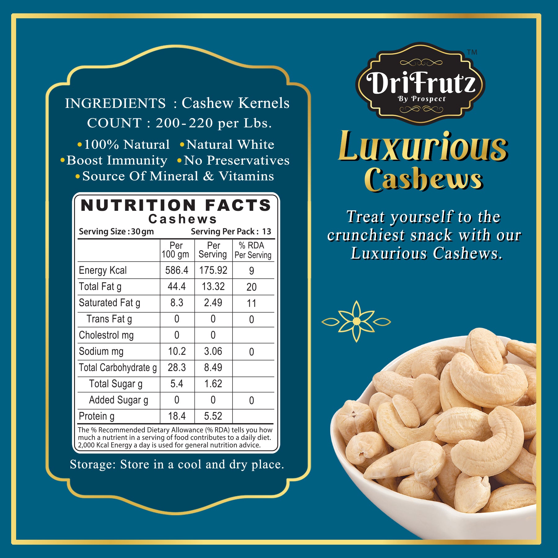 Luxurious Cashews-400 gm - DriFrutz