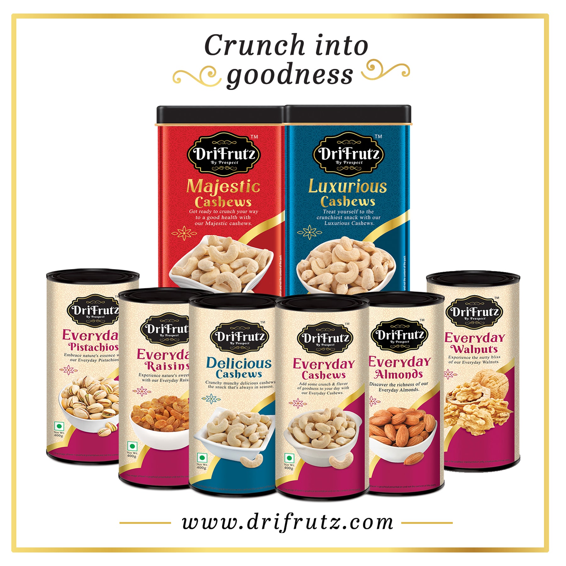 Luxurious Cashews-400 gm - DriFrutz